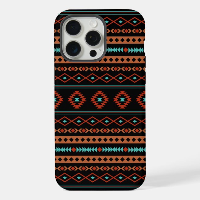 Padrão Aztec Rusts Teal Black Mixed Motifs (Verso)