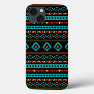 Padrão Aztec Teal Reds Amarelo Preto Misturado Mo