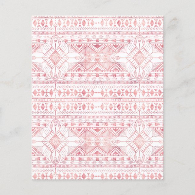 Padrão Aztec Tribal Geométrico na moda Rosa Dourad (Frente)