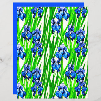 Padrão Azul Iris Watercolor