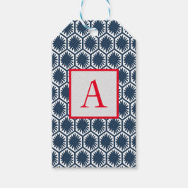 PADRÃO AZUL JAPONÊS DA Etiqueta de Presente COM IN