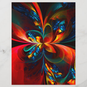 Padrão Azul Laranja-Abstrato Floral Moderno #14
