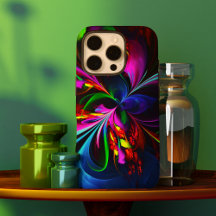 Padrão Azul Vermelho Abstrato Floral Moderno #15