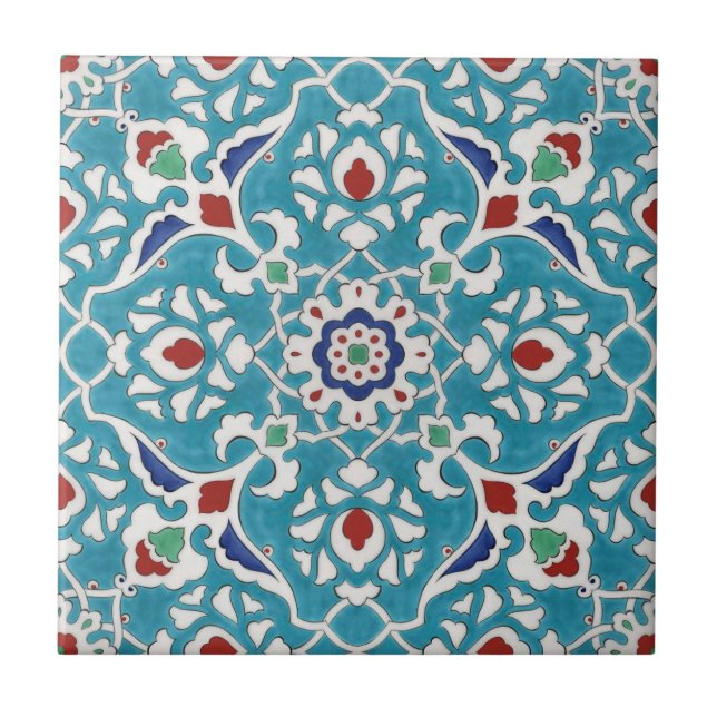Padrão Azulejo Branco Azulejo Vermelho Azul (Frente)
