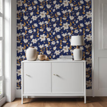 Padrão Botânico Floral Blue Beige Lily