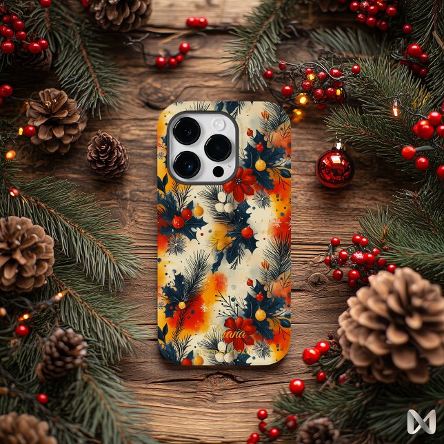 Padrão Botânico Floral de Natal com Citação de Nom (Criador carregado)