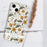 Padrão Botânico Floral Nome Personalizado do Ouro<br><div class="desc">Ouro de Padrão Botânico Floral White Summer - capas de iphone de Nome Personalizado</div>