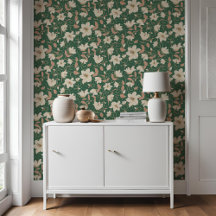 Padrão Botânico Floral Verde Beige Lily