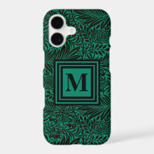 Padrão Botânico Monogramado Verde Esmeralda