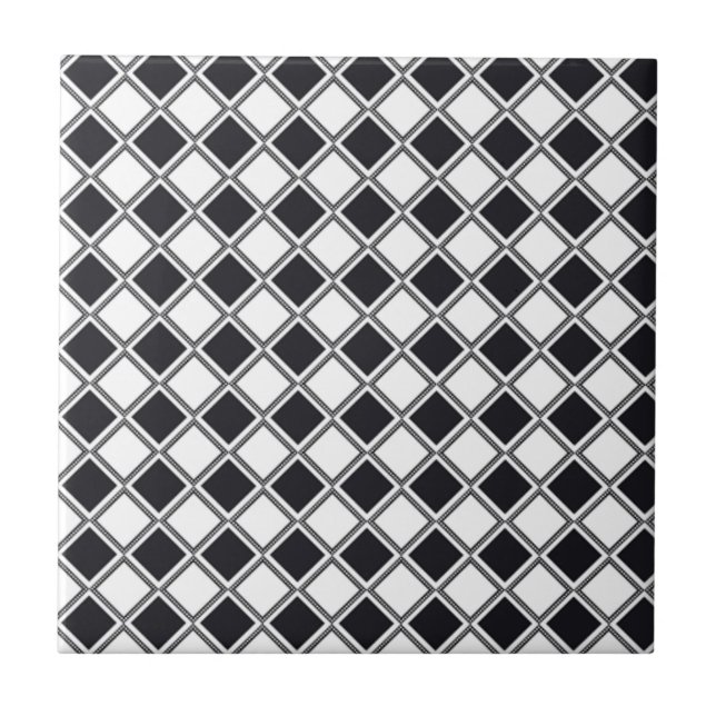 Padrão cerâmico de Azulejo preto e branco (Frente)