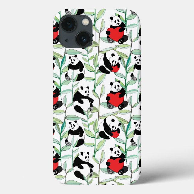 padrão com adoráveis pandas com corações (Verso)