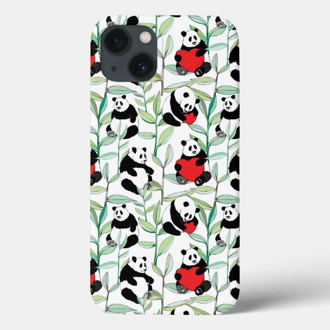 padrão com adoráveis pandas com corações (Verso)