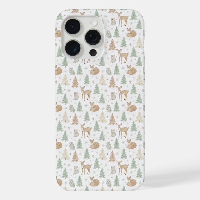 Padrão contínuo de animais da floresta de inverno (Verso)