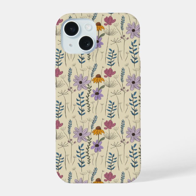 Padrão contínuo de flores silvestres caprichosas (Verso)