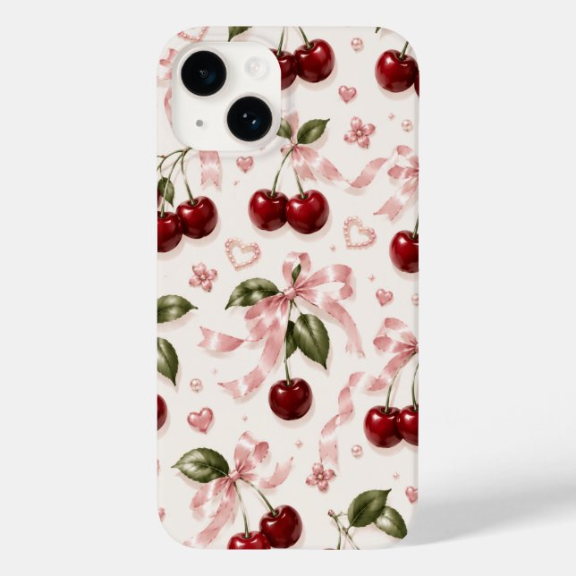 Padrão contínuo de laço de cetim rosa e cereja coq (Verso)