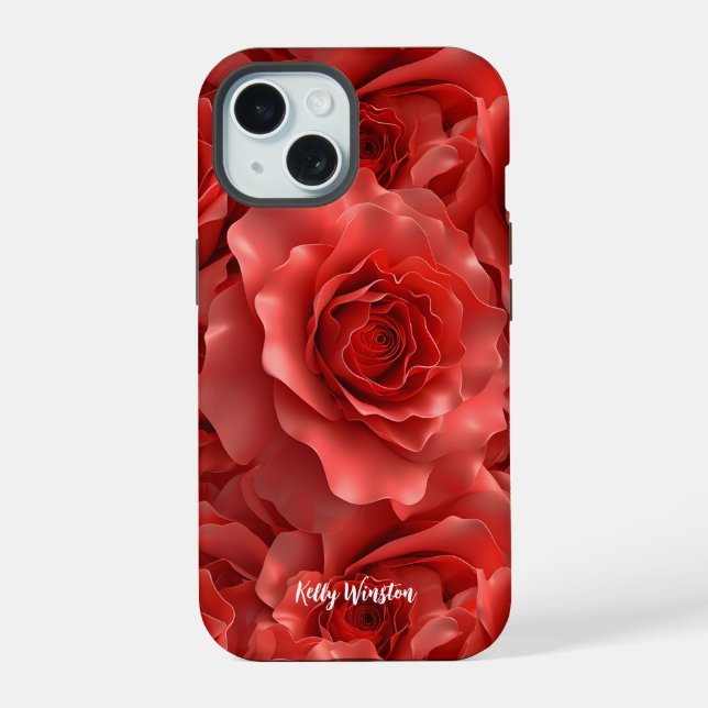 Padrão contínuo de rosas vermelhas 3D (Verso)