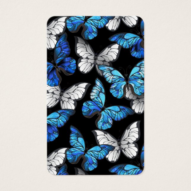 Padrão contínuo escuro com borboletas azuis Morpho (Frente)