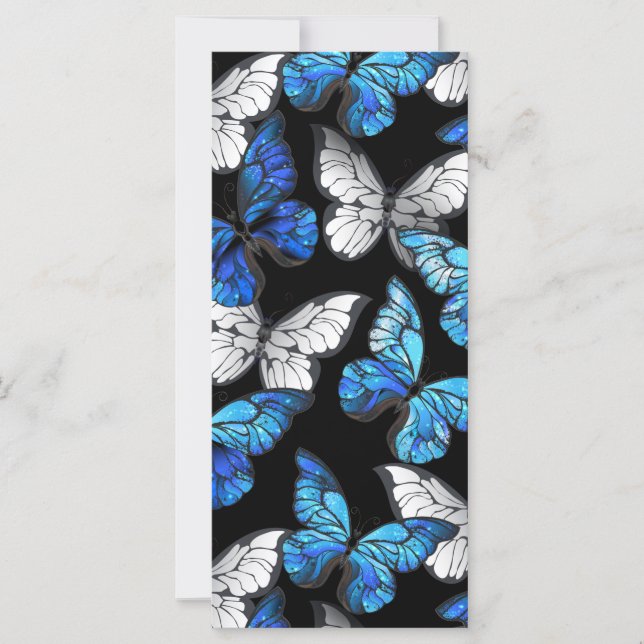 Padrão contínuo escuro com borboletas azuis Morpho (Frente)