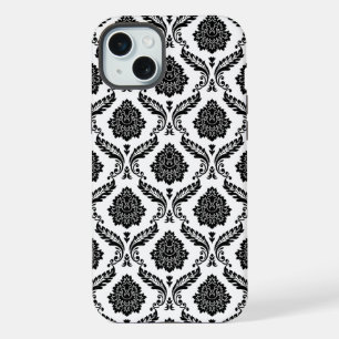 Padrão Damasko Rococó Preto no Branco