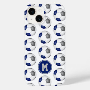 padrão das bolas de futebol da cinza azul monogram