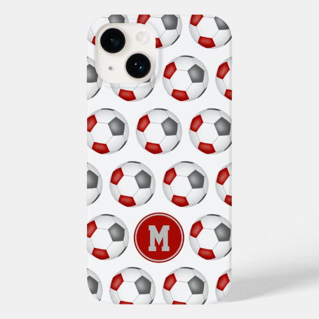 padrão das bolas de futebol de cinza vermelha mono (Verso)