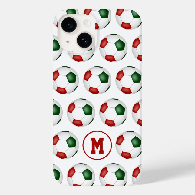 padrão das bolas de futebol verde-vermelhas monogr (Verso)