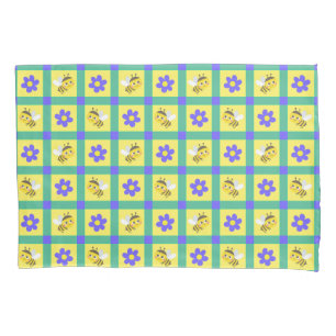 Padrão de Abelha de Desenho Animado Fofo e Flor