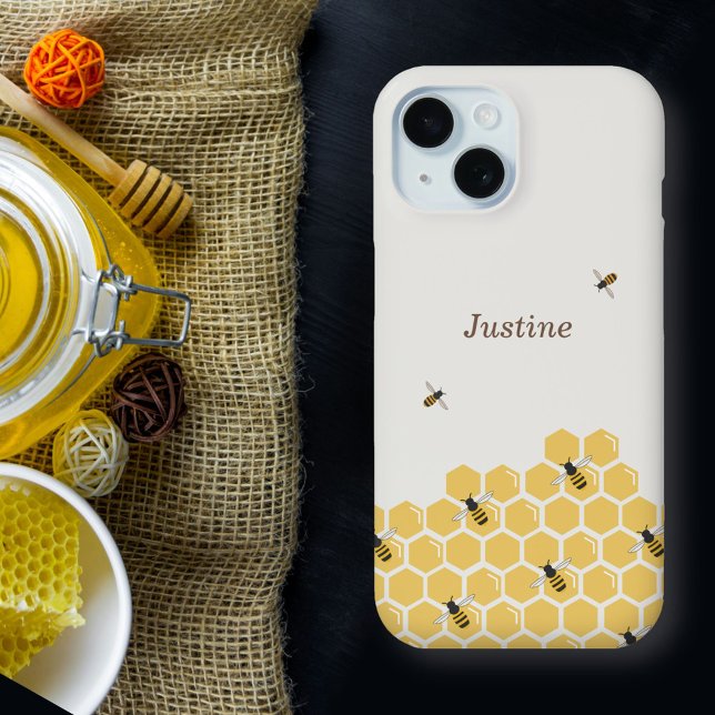 Padrão de Abelha e Mel (Bee and Honeycomb Pattern Phone Case)