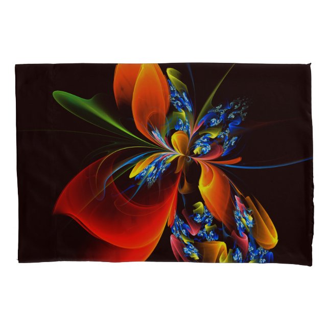 Padrão de Abstrato de Arte Floral Azul Laranja Mod (Frente)