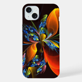 Padrão de Abstrato de Arte Floral Azul Laranja Mod