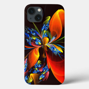 Padrão de Abstrato de Arte Floral Azul Laranja Mod