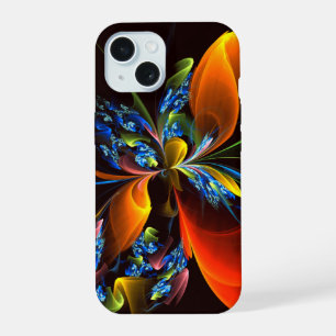 Padrão de Abstrato de Arte Floral Azul Laranja Mod