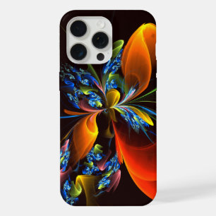 Padrão de Abstrato de Arte Floral Azul Laranja Mod