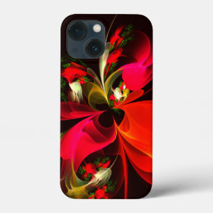 Padrão de Abstrato de Arte Vermelha Verde Floral M