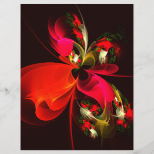 Padrão de Abstrato de Arte Vermelha Verde Floral M