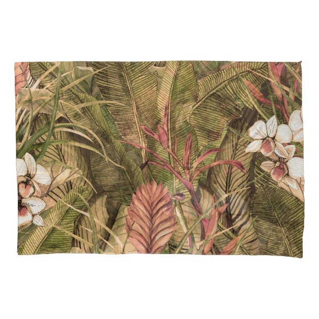 Padrão de Aquarela das Folhas Tropicais (Frente)