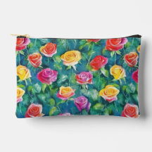 Padrão de aquarela de jardim de rosas colorido