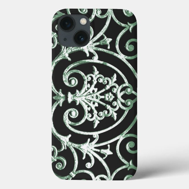Padrão de arabesco verde e preto Case-Mate iPhon (Verso)