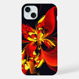 Padrão de Arte Abstrata Floral Amarelo Vermelho Mo