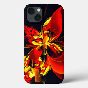 Padrão de Arte Abstrata Floral Amarelo Vermelho Mo