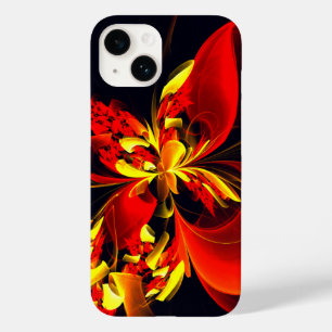 Padrão de Arte Abstrata Floral Amarelo Vermelho Mo