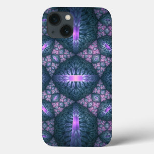 Padrão de arte fractal 3D Turquesa Roxo Rosa