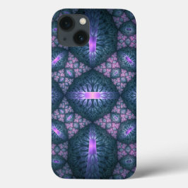 Padrão de Arte Fractal 3D Turquesa Roxo Rosa