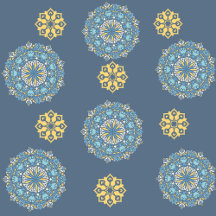 Padrão de arte mandala azul turquesa e amarelo