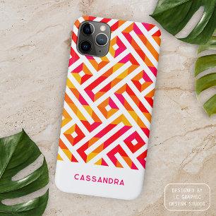Padrão de Arte Midcentury Vermelho Rosa Laranja Am