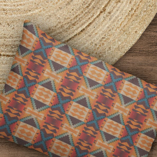 Padrão de Arte Tribal Vermelho Laranja Laranja Azu