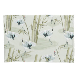 Padrão de Ave Bamboo de Arte Asiática da Aquarela 