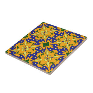 Padrão De Azulejo De Talavera Amarelo E Azul Laran