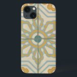 Padrão de Azulejo Decorativo do Velho Mundo<br><div class="desc">Uma criação Chariklia Zarris,  esta velha impressão do mundo oferece um padrão decorativo de azulejo com azul e ouro sobre fundo bege. Faria um presente de excelente para fãs de flores e impressões pastel!</div>