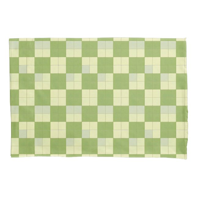 Padrão de Azulejo Xadrez Verde e Creme (Frente)